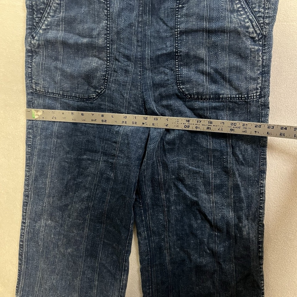 Pilcro Anthropologie Wide Leg Jumpsuit Women's Size Large Blue Linen Blend Denim - Picture 7 of 10